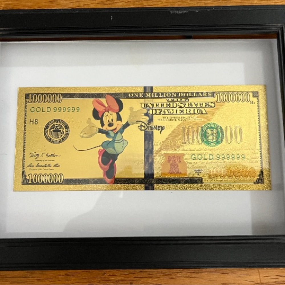 Disney Gold Framed Minnie Mouse Million Dollar Bill